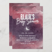 Pink Watercolor Cloud sky art baby dusche, Einladung (Vorne/Hinten)