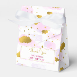 Pink Watercolor Clouds Gold Stars Sky Baby Dusche Geschenkschachtel