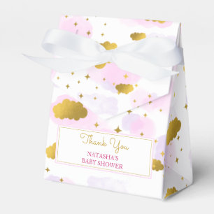 Pink Watercolor Clouds Gold Stars Sky Baby Dusche Geschenkschachtel