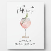 Pink Watercolor Cocktail Brautparty Willkommen Fotoplatte (Vorderseite)