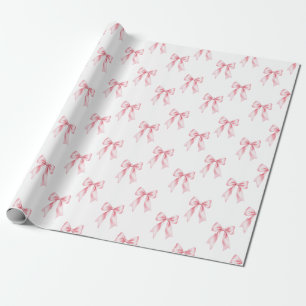 Pink Watercolor Coquette Bow Trendy Feminine Giro Geschenkpapier