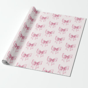 Pink Watercolor Coquette Bow Trendy Feminine Giro Geschenkpapier