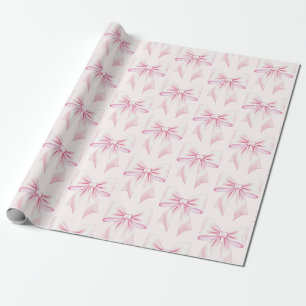 Pink Watercolor Coquette Bow Trendy Feminine Giro Geschenkpapier