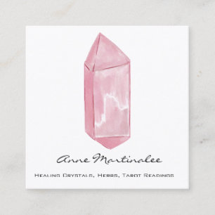 Pink Watercolor Crystal Quadratische Visitenkarte