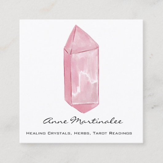 Pink Watercolor Crystal Quadratische Visitenkarte (Vorderseite)
