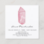 Pink Watercolor Crystal Quadratische Visitenkarte (Rückseite)