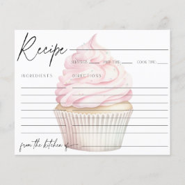 Pink Watercolor Cupcake Rezept Karte