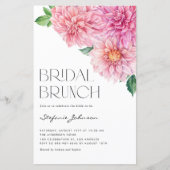 Pink Watercolor Dahlia Bridal Brunch Einladung (Vorderseite)