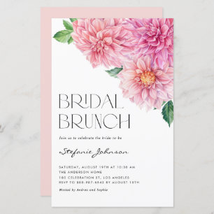 Pink Watercolor Dahlia Bridal Brunch Einladung