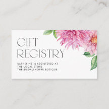 Pink Watercolor Dahlia Floral Baby Dusche Registri