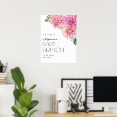 Pink Watercolor Dahlia Spring Baby Brunch Willkomm Poster (Heimbüro)