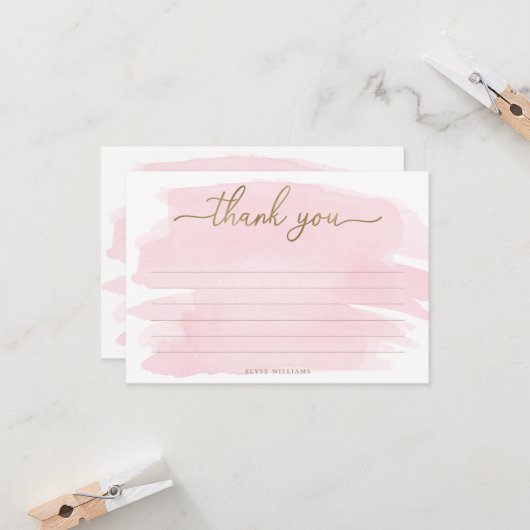 Pink Watercolor Danke Karte (Vorderseite/Rückseite Beispiel)