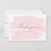 Pink Watercolor Danke Karte (Rückseite)