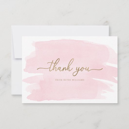 Pink Watercolor Danke Karte (Rückseite)