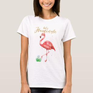 Pink Watercolor Der Flamingle Gold Glitzer Golf T-Shirt
