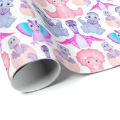 Pink Watercolor Dinosaurier Birthday Baby Dusche Geschenkpapier (Rolleneckpunkt)