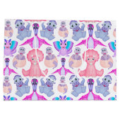 Pink Watercolor Dinosaurier Birthday Baby Dusche Große Geschenktüte (Rückseite)