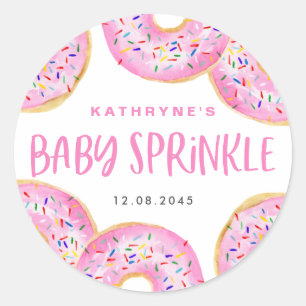 Pink Watercolor Donuts Baby Sprinkle Vielen Dank Runder Aufkleber