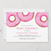 Pink Watercolor Donuts Girl Baby Sprinkle Dusche Einladung (Vorderseite)