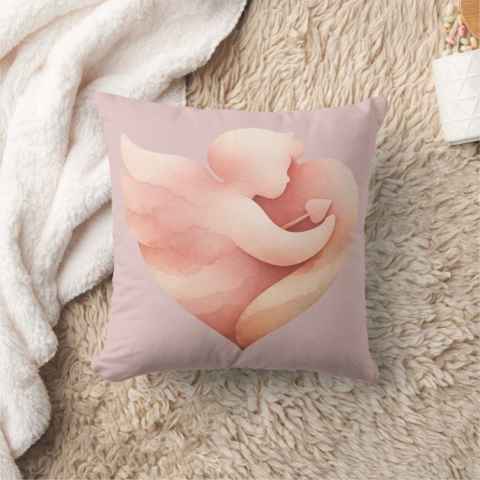 Pink Watercolor Dove Heart Throw Pillow  Kissen (Decke)
