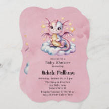 Pink Watercolor Dragon Girl Babydusche