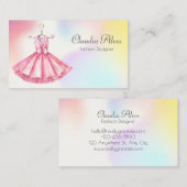 Pink Watercolor Dress Fashion Designer Visitenkarte (Vorne/Hinten)