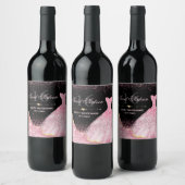 Pink Watercolor Dress Glam Edge Sweet 16 Birthday Weinetikett (Flaschen)