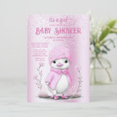 Pink Watercolor Duck Baby Shower Einladung (Stehend Vorderseite)