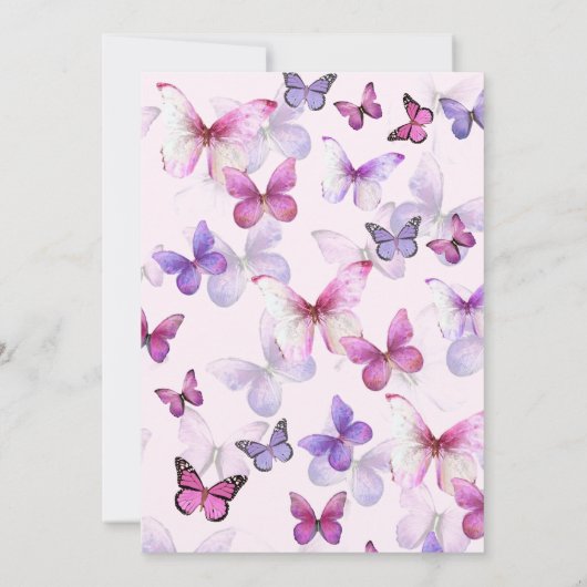 Pink Watercolor Eine kleine Schmetterlingsdusche Einladung (Rückseite)