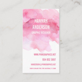 Pink Watercolor Einfache Visitenkarte