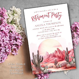 Pink Watercolor Einfaches Party für das Ruhestand Einladung