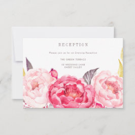 Pink Watercolor English Bouquet Empfang Card Einladung
