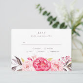 Pink Watercolor English Bouquet Wedding RSVP Card (Stehend Vorderseite)