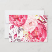 Pink Watercolor English Bouquet Wedding RSVP Card (Rückseite)
