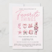 Pink Watercolor Favorite Things Weihnachts-Party Einladung (Vorderseite)