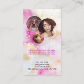 Pink Watercolor Feminin Social Media Girl Visitenkarte (Rückseite)