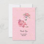 Pink Watercolor Flamingo Ballerina Babydusche Dankeskarte (Vorderseite)