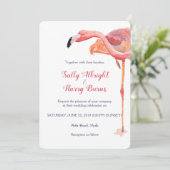 Pink Watercolor Flamingo Beach Hochzeit Einladung (Stehend Vorderseite)