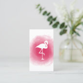Pink Watercolor Flamingo Business Card Visitenkarte (Stehend Vorderseite)
