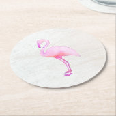 Pink Watercolor Flamingo Calling Card Papierplatte Runder Pappuntersetzer (Angewinkelt)