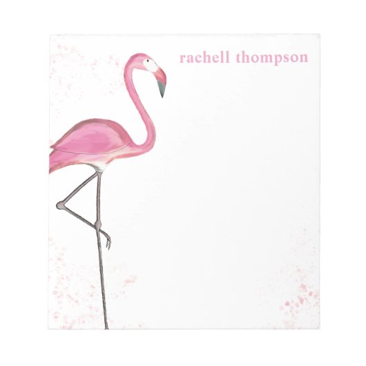 Pink Watercolor Flamingo Einfaches stilvolles Ambi Notizblock (Vorderseite)
