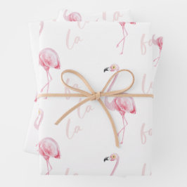 Pink Watercolor Flamingo Fa La Pattern Geschenk Geschenkpapier Set