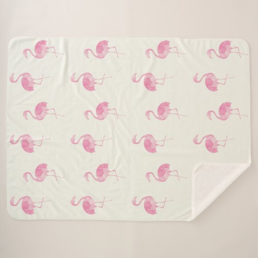 Pink Watercolor Flamingo Muster Sherpadecke (Vorderseite (Horizontal))