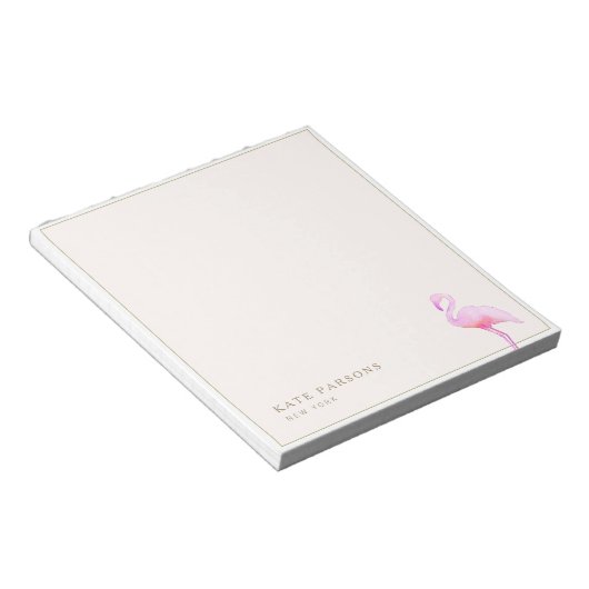 Pink Watercolor Flamingo Notepad Notizblock (angewinkelt)