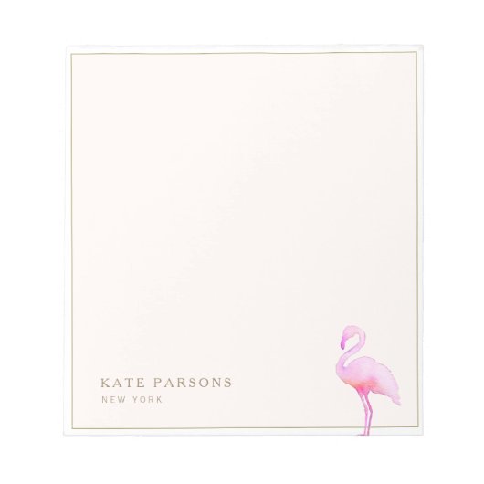 Pink Watercolor Flamingo Notepad Notizblock (Vorderseite)