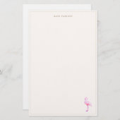Pink Watercolor Flamingo Notepad Stationierung Briefpapier (Vorne/Hinten)