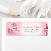 Pink Watercolor Flamingo Rücksendeadresse (Insitu)