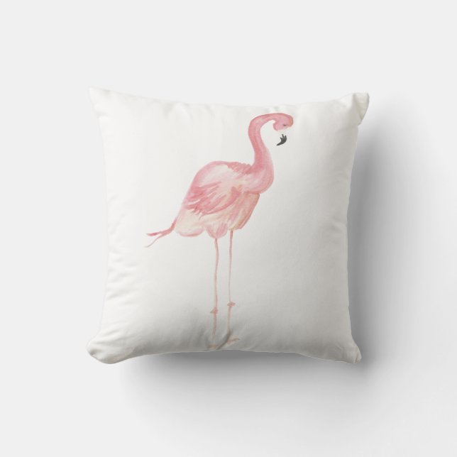 Pink Watercolor Flamingo Throw Kissen (Vorderseite)