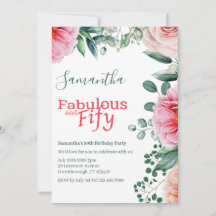 Pink Watercolor Floral 50. Geburtstagsparty