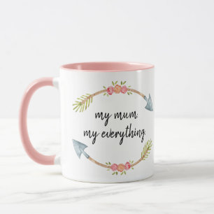 Pink Watercolor Floral Arrow Tasse